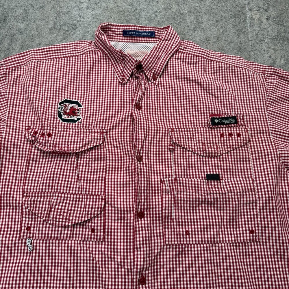 South Carolina Gamecocks Columbia PFG Super Bonehead Fishing Shirt Men L Red